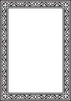 square black monochrome ancient Russian ornament. Slavic rectangle, border, frame. Painting of the royal chambers. vector
