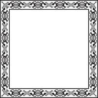 square black monochrome ancient Russian ornament. Slavic rectangle, border, frame. Painting of the royal chambers. vector