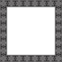 square black monochrome ancient Russian ornament. Slavic rectangle, border, frame. Painting of the royal chambers. vector