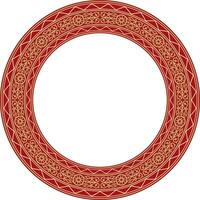 golden and red round Yakut ornament. Endless circle, border, frame of the northern peoples of the Far East. vector