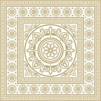 square gold ancient Russian ornament. Slavic rectangle, border, frame. Painting of the royal chambers. vector