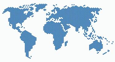 Hexagon shape world map on white background. vector