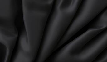 Black silk, crumpled fabric, crumpled satin fabric, abstract waves, silk wavy, silk or satin, elegant, silk veil, soft canvas background, linen, 3d rendering photo
