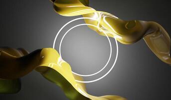 Acrylic circle frame, translucent ribbon, acrylic circle of glass, morphology glass frame, wavy fabric, glass or plastic background, glass morphology, blank template, 3d rendering photo