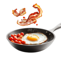 Plate Of Fried Eggs Bacon And Toast iSolated On a Transparent Background png