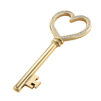 Gold Key With Heart Shape On Transparent Background png