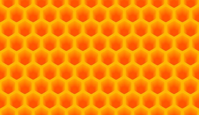 Orange Beehive Background. Bees Hive Cells Pattern. Bee Honey Shapes. Geometric Seamless Hexagonal Texture. Beehive Pattern For Product Label, Banner, Wrapping Paper.