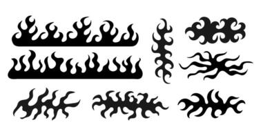 Y2k abstract tribal rave fire flame. Surreal flash decorative element in tatty gothic style. Borders and frames for banners vector