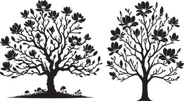 Elegant Silhouette Flower Tree Print vector