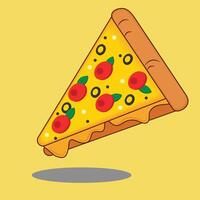 Pizza slice with dripping cheese vector
