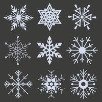 Snowflakes isolated on white background. A good element for Christmas banners, cards. Set of organic and geometric snowflakes. vector