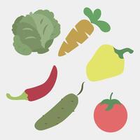 Vegetables for different tastes. Colored icons. Color vegetable set illustration. vector