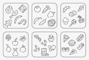 Market icons thin line with space. Supermarket symbols. Everything in the store and supermarket. vector