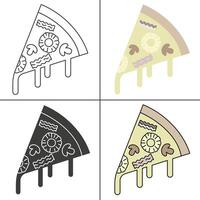 Pizza slices in different styles. Set of pizza slices. Pizzeria icons. vector