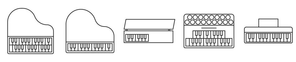 Set of keyboard musical instruments. Keyboard instruments thin line. vector