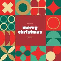 Christmas card in modern minimalist geometric style. Christmas background with geometric patterns and abstract elements. New Year and Christmas greeting card design. vector
