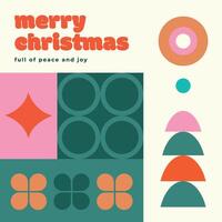 Christmas background with geometric patterns and abstract elements. Christmas card in modern minimalist geometric style. New Year and Christmas greeting card design. vector