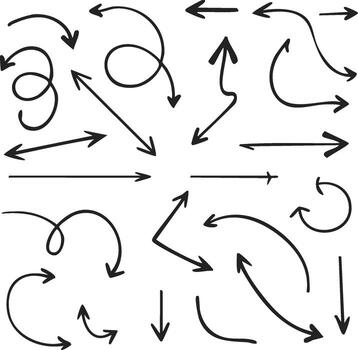 varios flechas en diferente formas y tamaños vector