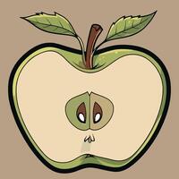 An apple with a green face and eyes vector