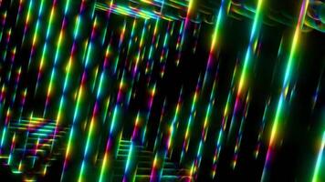 Energetic colorful light patterns shimmering through a dark space for VJ loops video