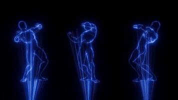 Dynamic blue figures performing rhythmic dance perfect for VJ loop visuals video