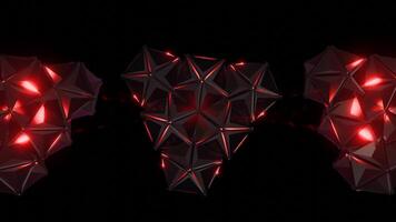 Abstract geometric forms pulsating with vibrant red lights in dynamic display video