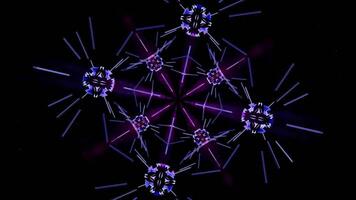 Mesmerizing swirling patterns of vibrant snowflakes in a dark void video