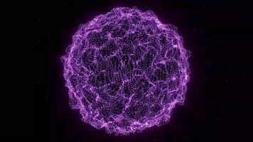 Science and technology. The pink multilayer energy sphere of radial waves and particles becomes more complex and simplified. Abstraction video