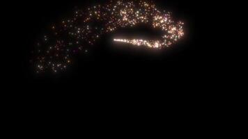 Holiday. A magical golden beam of luminous particles draws patterns. Comet, magic, abstraction, fireworks. Background video