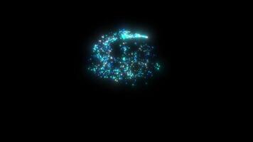 uma mágico azul viga do luminoso partículas desenha padrões. galáxia, Magia, abstração. fundo video