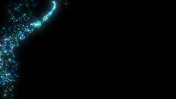 A magical blue beam of luminous particles draws patterns of loops. Comet, magic, abstraction, fireworks. Background video
