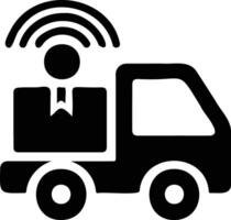 A black and white image of a truck with wifi vector