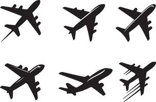 Airplane Silhouette Design Set - Icon Collection on White Background vector