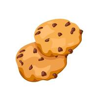 Oatmeal cookies with chocolate crumbs isolated on white background. vector