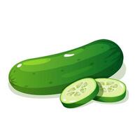 Green fresh sliced cucumber icon isolated on white background. vector