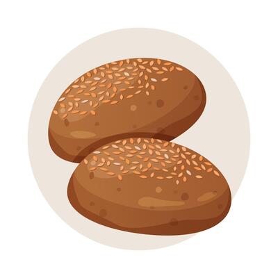 Fresh yummy homemade wholegrain buns isolated on a white background.