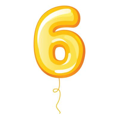 Birthday inflatable foil number balloon isolated on a white background.