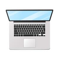 Top view of laptop isolated on a white background. vector