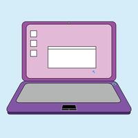 A laptop with icons and program on screen, a laptop for employee and student, suitable for educational content and social media post and signs and tags and icons, also good for banners and posters vector