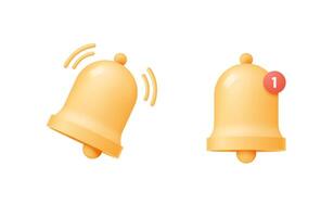 Yellow notification icon isolated on white background. Collection of golden bells for event notifications. vector