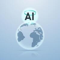 Artificial intelligence symbol above the earth. Concept of ai spreading all over the planet. vector