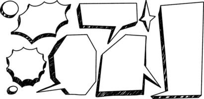 Retro comic speech balloon set text frames. art includes vintage style chat clouds and thought boxes. vector