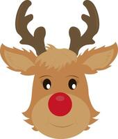 Cartoon reindeer. Symbol a festive Christmas fairy tale. Reindeer face. A cheerful and friendly character. Winter magic. Festive design. vector