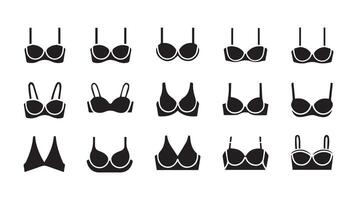 a collection of black Underwear Bra with a white background vector