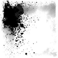 halftone frame with rough ink border on an abstract background. Retro design featuring splatter, geometric patterns, and grungy texture. vector