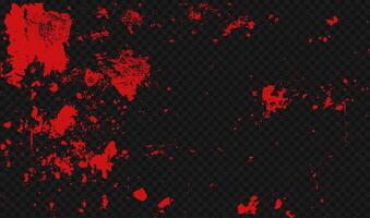 blood splatter and splash with red ink stains. Horror design featuring drips, spatter, and wine puddle. Realistic texture on transparent background as a . vector
