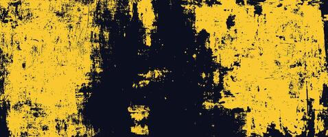 yellow background with black paint brush strokes and grunge texture. Abstract splash effect with retro comic style design, featuring halftone pattern. vector