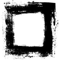 grunge paper frame with rough brush strokes and torn edges. Black ink border on a distressed white background. vector