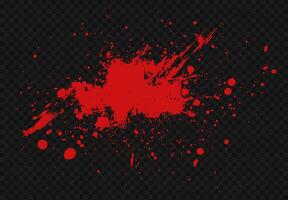 blood splatter texture with red ink drops and splashes on a transparent background. Grunge pattern featuring realistic drips, stains, and spatter for a horror or Halloween design. vector