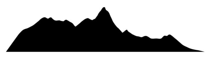 Silhouette of Mountain Range illustration. Drawing in Black and White Ink of hills for travel and cartography design. Etching of rocks painted. Etch of relief landscape with peak. vector